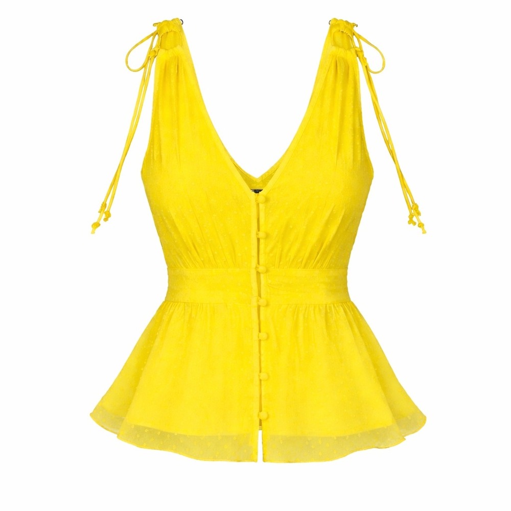 Abercrombie Fitch Yellow Babydoll Top‎ Womens Sz S Cottagecore Romantic Festival